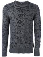 John Varvatos Leopard Jacquard Pullover, Men's, Size: Medium, Grey, Wool/cashmere