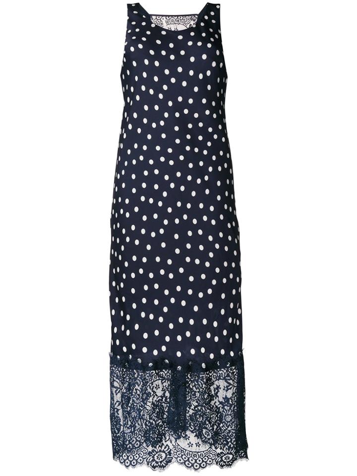 Liu Jo Polka Dot Lace Trim Dress - Blue