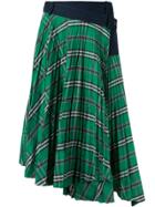 Cédric Charlier Checked Asymmetric Hem Skirt - Green