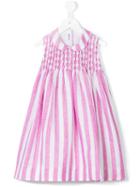 Little Bear - Striped Flared Dress - Kids - Linen/flax - 2 Yrs, Pink/purple