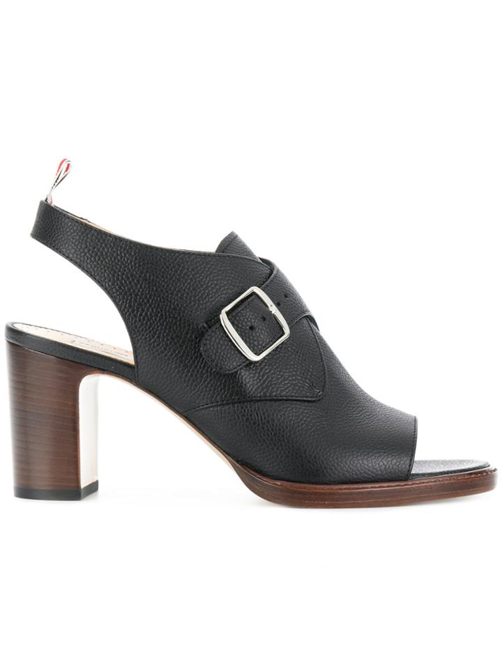 Thom Browne Single Monkstrap Peep Toe With Contrast Stacked Block Heel