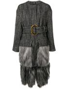 Elisabetta Franchi Faux-fur Trimmed Coat - Black
