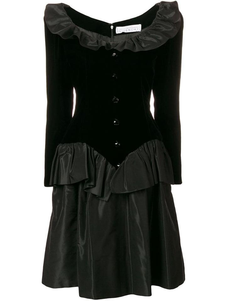 Givenchy Pre-owned 1985 Ruffled Longsleeved Dress - Black