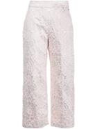 Delpozo Textured Cropped Trousers, Women's, Size: 36, Pink/purple, Viscose/polyester/polyamide