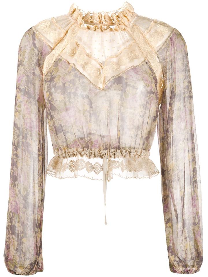 Zimmermann Sabotage Lace Yoke Blouse - Neutrals