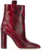 Paris Texas Snakeskin Effect Ankle Boots - Red