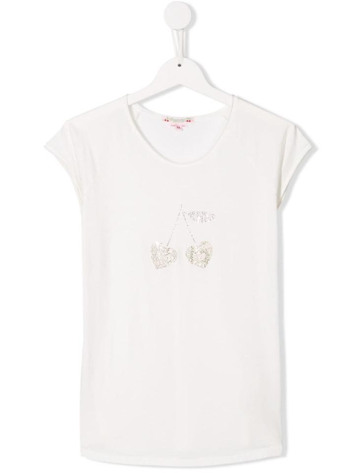 Bonpoint Teen Embroidered Cherry T-shirt - White