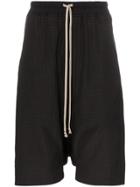 Rick Owens Seersucker Wool Drop Crotch Shorts - Black