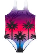 Marcelo Burlon County Of Milan Kids Palm Print Swimsuit - Pink