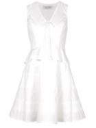Proenza Schouler V-neck Peplum Dress, Women's, Size: 2, White, Silk/cotton/spandex/elastane