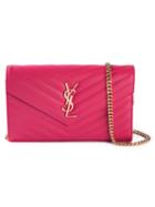 Saint Laurent 'monogram' Crossbody Bag, Women's, Pink/purple, Calf Leather