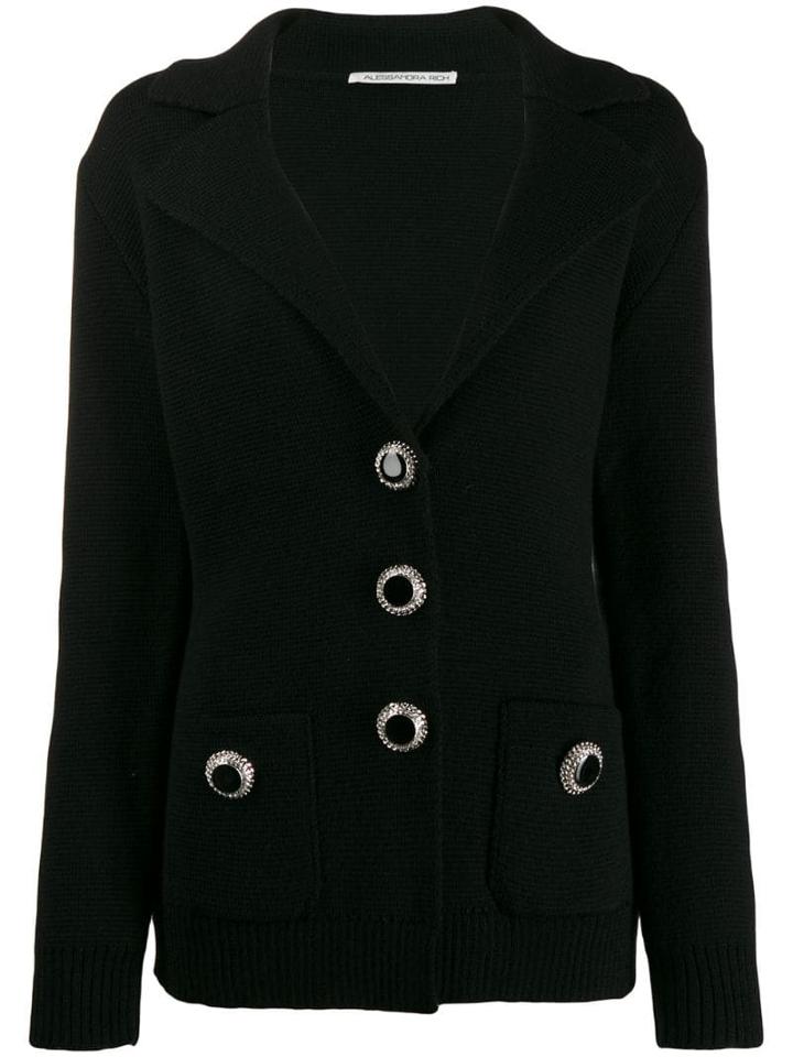 Alessandra Rich Embellished Knit Blazer - Black