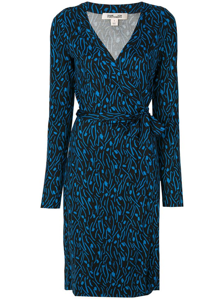 Diane Von Furstenberg - Embroidered Wrap Dress - Women - Silk - 10, Blue, Silk