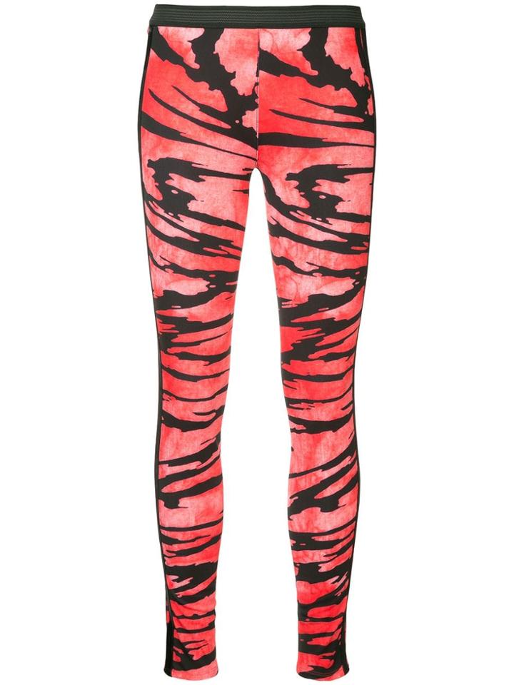 Kru Striped Thermal Leggings - Red
