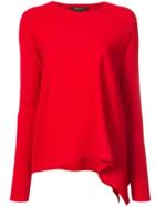 Derek Lam Long Sleeve Asymmetrical Crewneck Pullover - Red