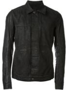 Rick Owens Drkshdw Leather Sleeve Coated Jacket, Men's, Size: Large, Black, Cotton/calf Leather/nylon