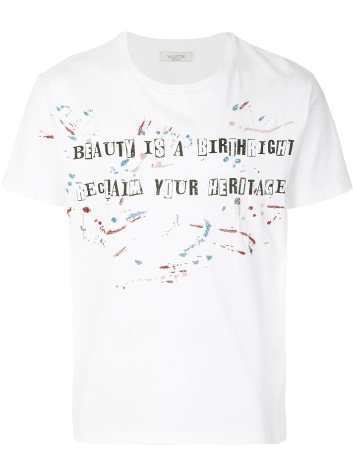Valentino Graphic Printed And Beaded T-shirt - White
