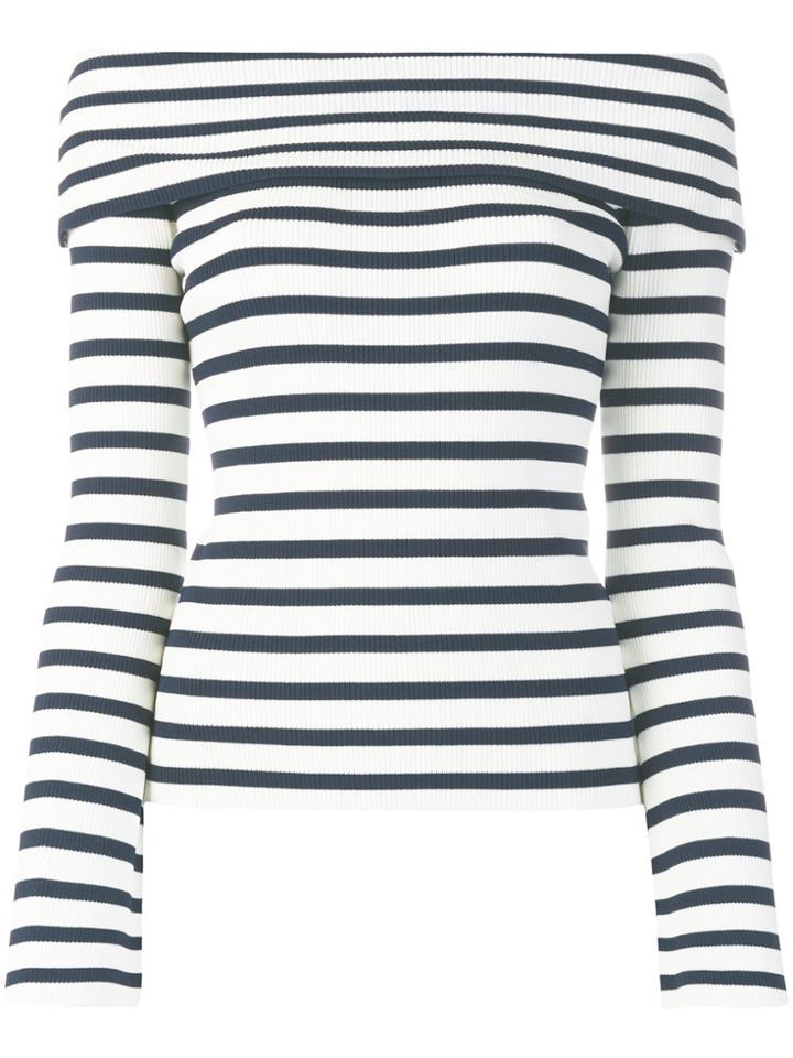 P.a.r.o.s.h. Off-the-shoulder Striped Jumper - White