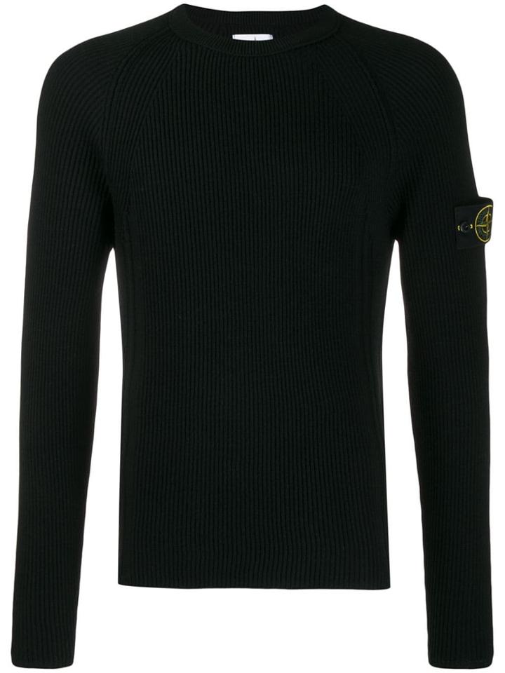 Stone Island Ribbed Knit Sweater - Black