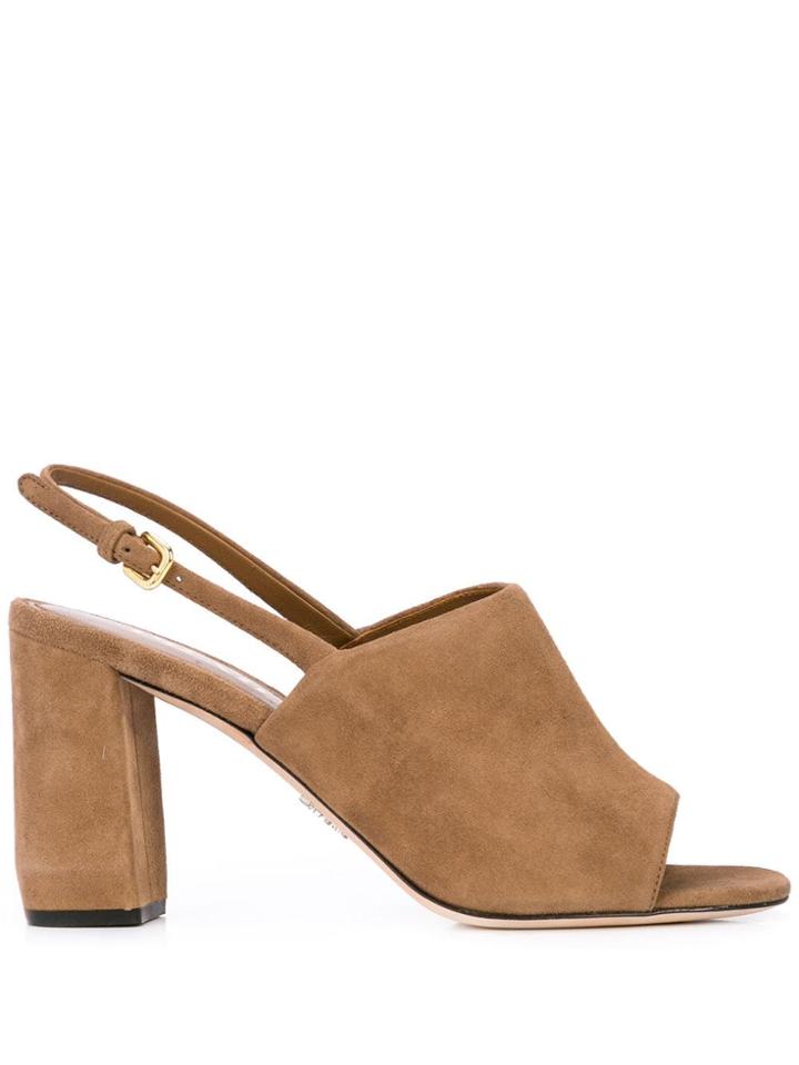 Prada Slingback Chunky High-heel Sandals - Brown