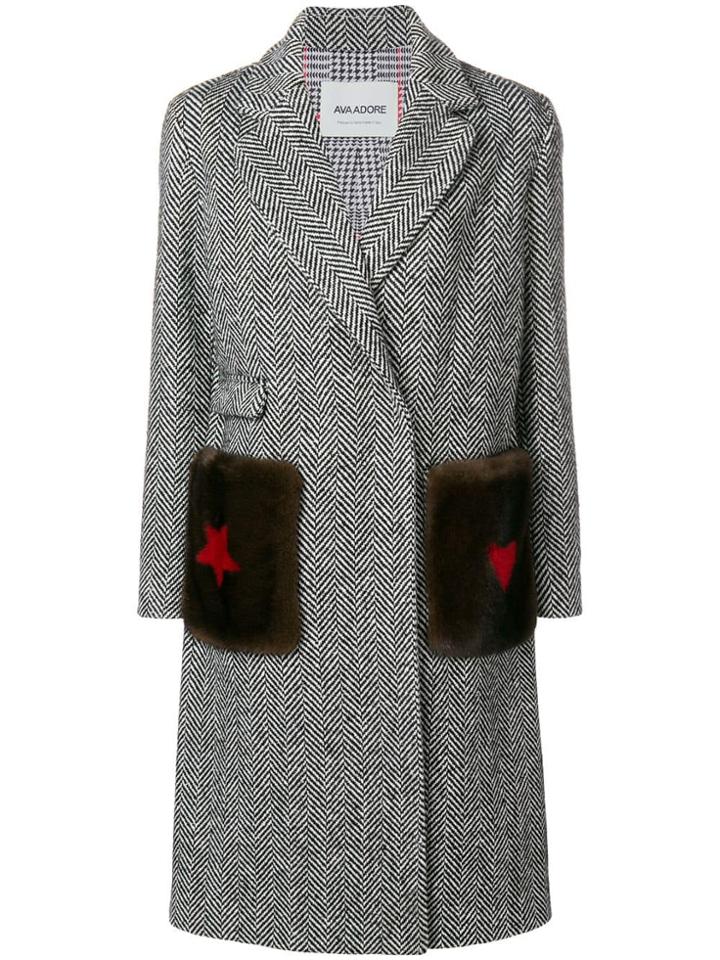 Ava Adore Diana Mink Fur Patchcoat - Grey