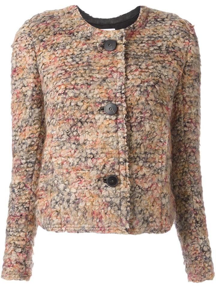 Iro Textured Button Front Jacket, Women's, Size: Small, Nude/neutrals, Cotton/lamb Skin/other Fibers