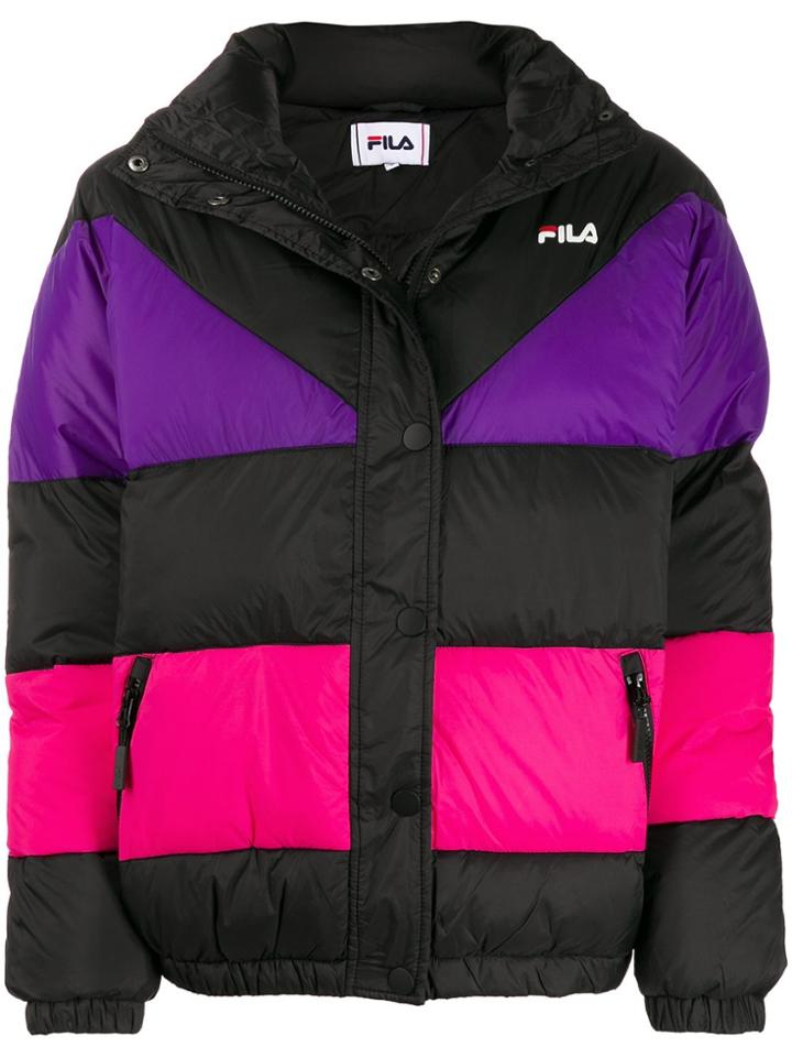 Fila Reilly Colour-block Puffer Jacket - Black