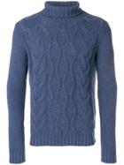 Cenere Gb Braid Knit Roll Neck Sweater - Blue