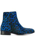Ps By Paul Smith Leopard Print Ankle Boots - Blue