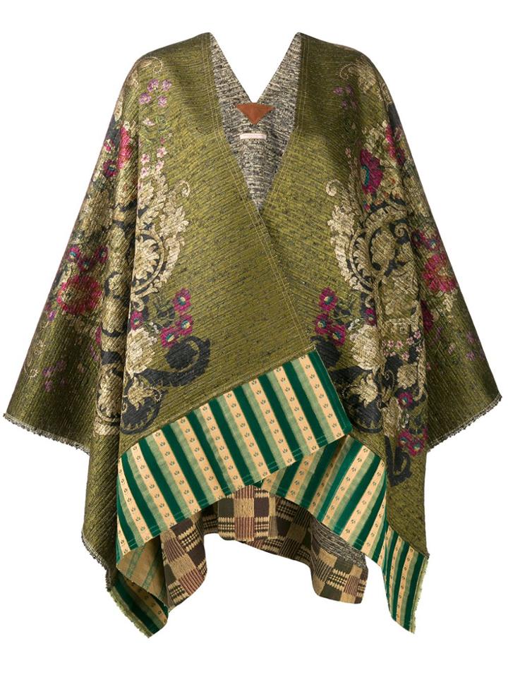 Ermanno Gallamini Oversized Floral Print Cape - Green