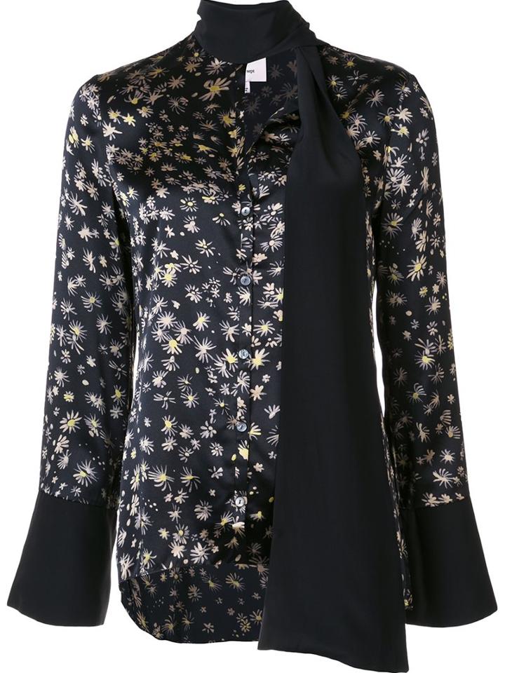 Cinq A Sept Floral Print Blouse, Women's, Size: Xs, Black, Silk