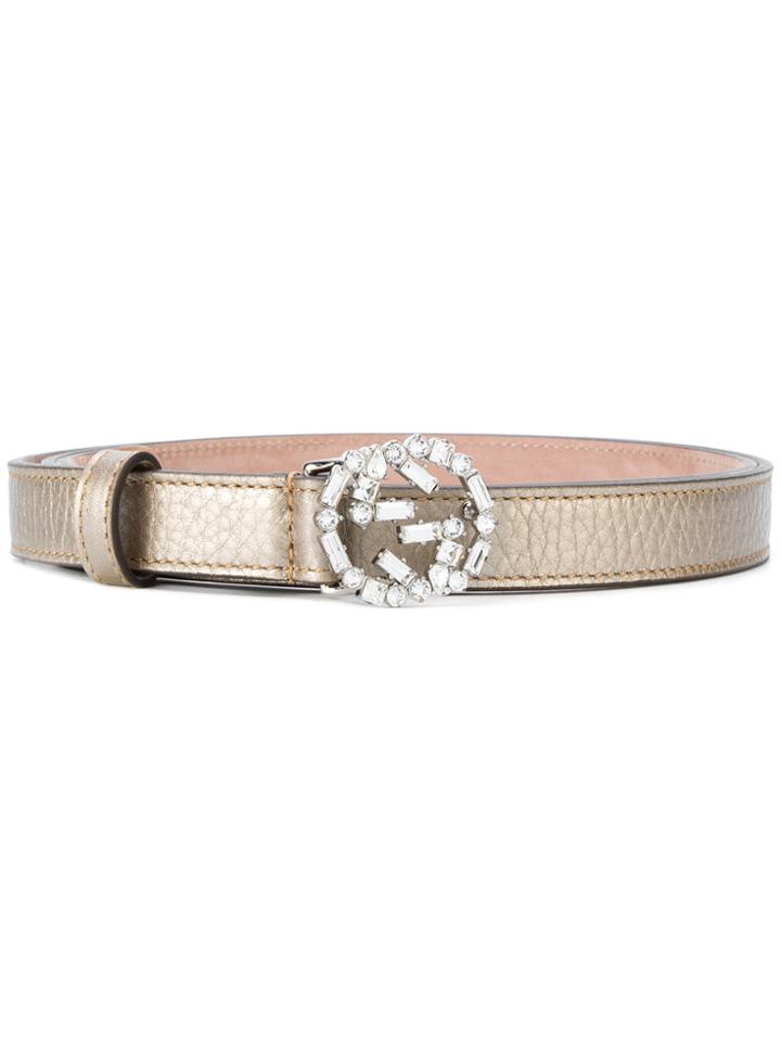 Gucci Crystal-embellished Gg Buckle Belt - Unavailable