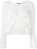 Jay Ahr Chevron Pattern Cropped Jumper, Women's, Size: 36, White, Silk/cotton/polyester