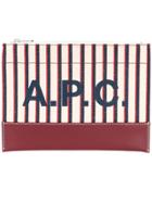 A.p.c. Striped Logo Print Clutch - Neutrals