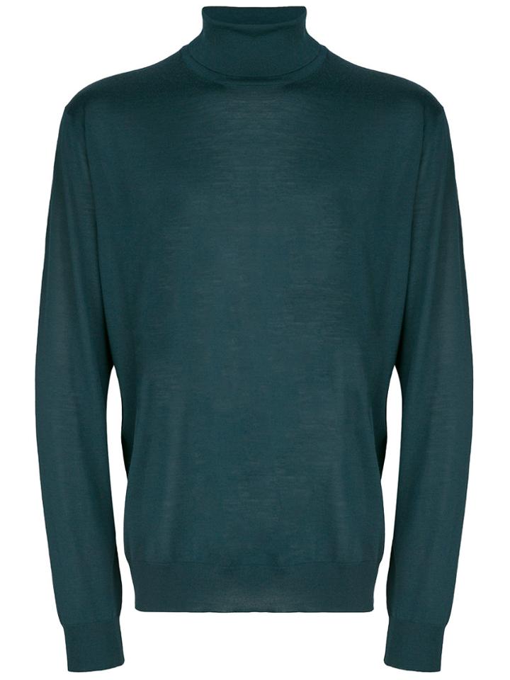 Corneliani Turtle-neck Fitted Sweater - Green
