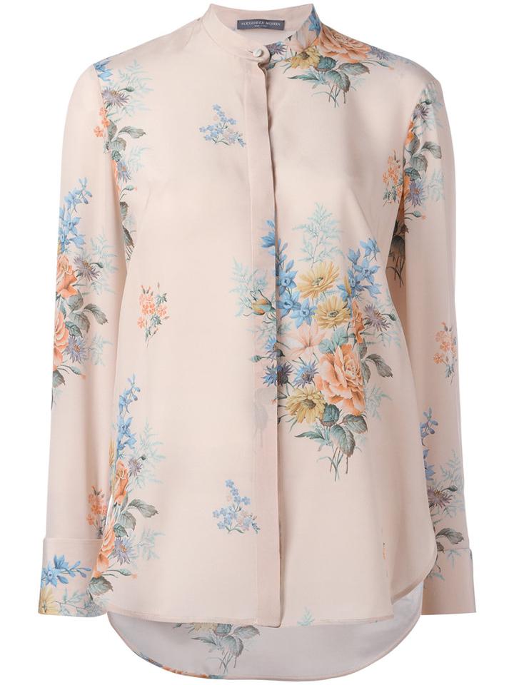 Alexander Mcqueen - Floral Print Shirt - Women - Silk - 46, Nude/neutrals, Silk