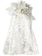 Marques'almeida - Ruffled Neck Jacquard Dress - Women - Cotton/polyamide/polyester - M, Nude/neutrals, Cotton/polyamide/polyester