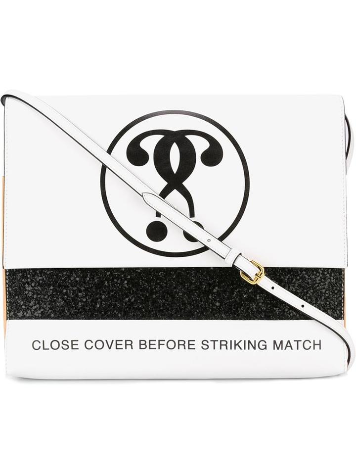Moschino Matchbook Shoulder Bag, Women's, White, Calf Leather/leather