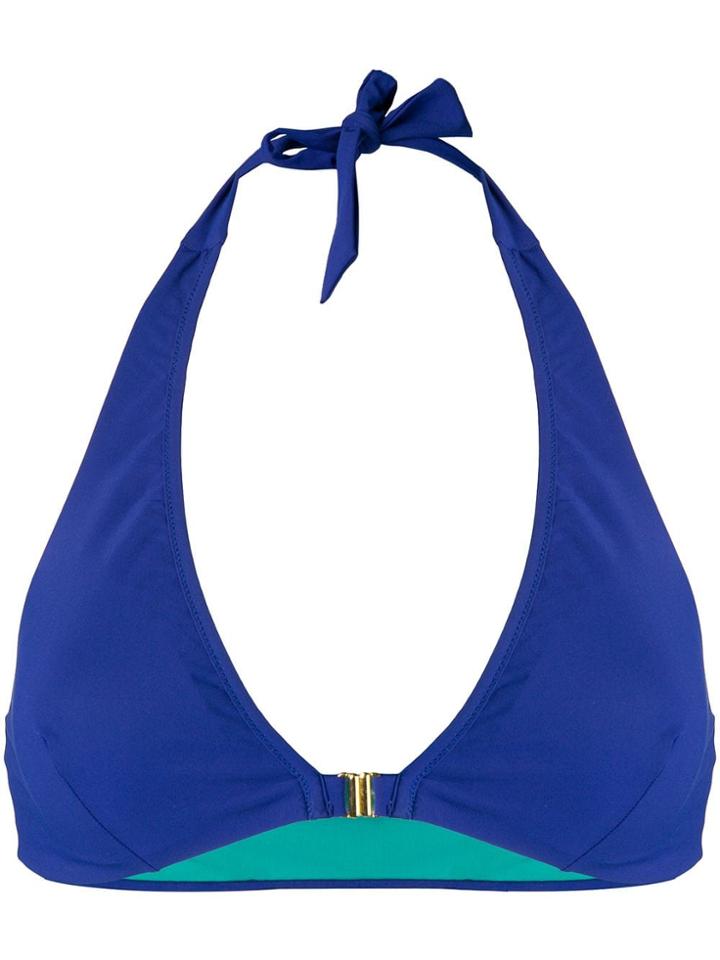 Semicouture Clip-front Bikini Top - Blue