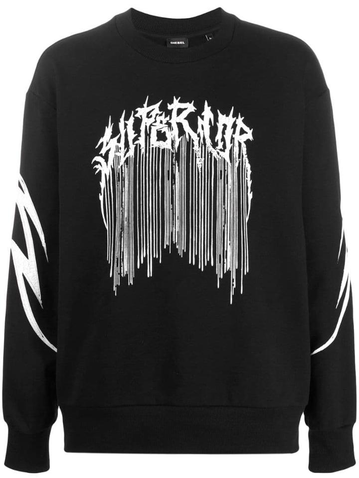 Diesel Contrast Print Sweatshirt - Black