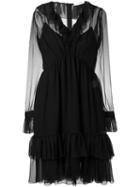 Givenchy Ruffle Trim Dress, Women's, Size: 38, Black, Silk/acetate