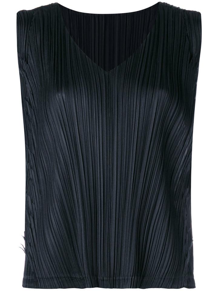 Pleated Tank Top - Women - Polyester - 3, Black, Polyester, Pleats Please By Issey Miyake