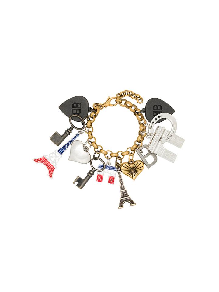 Balenciaga Paris Chain Charm Bracelet - Metallic