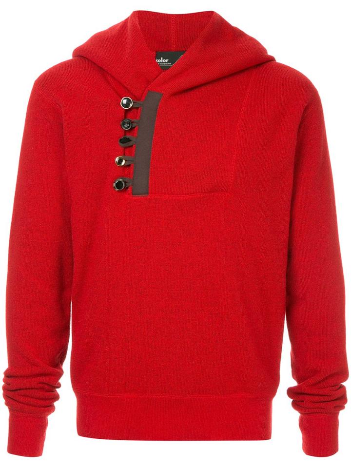Kolor Button Embellished Hoodie - Red
