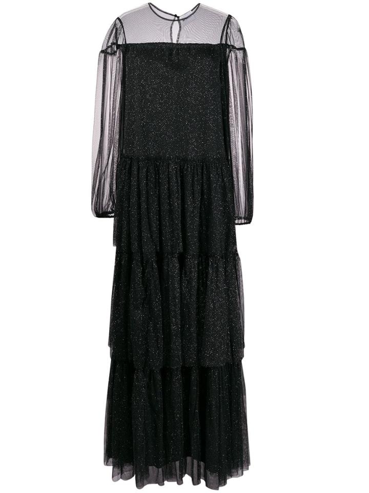 Be Blumarine Glitter Tiered Tulle Dress - Black