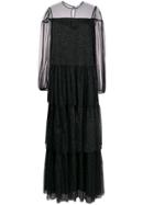 Be Blumarine Glitter Tiered Tulle Dress - Black