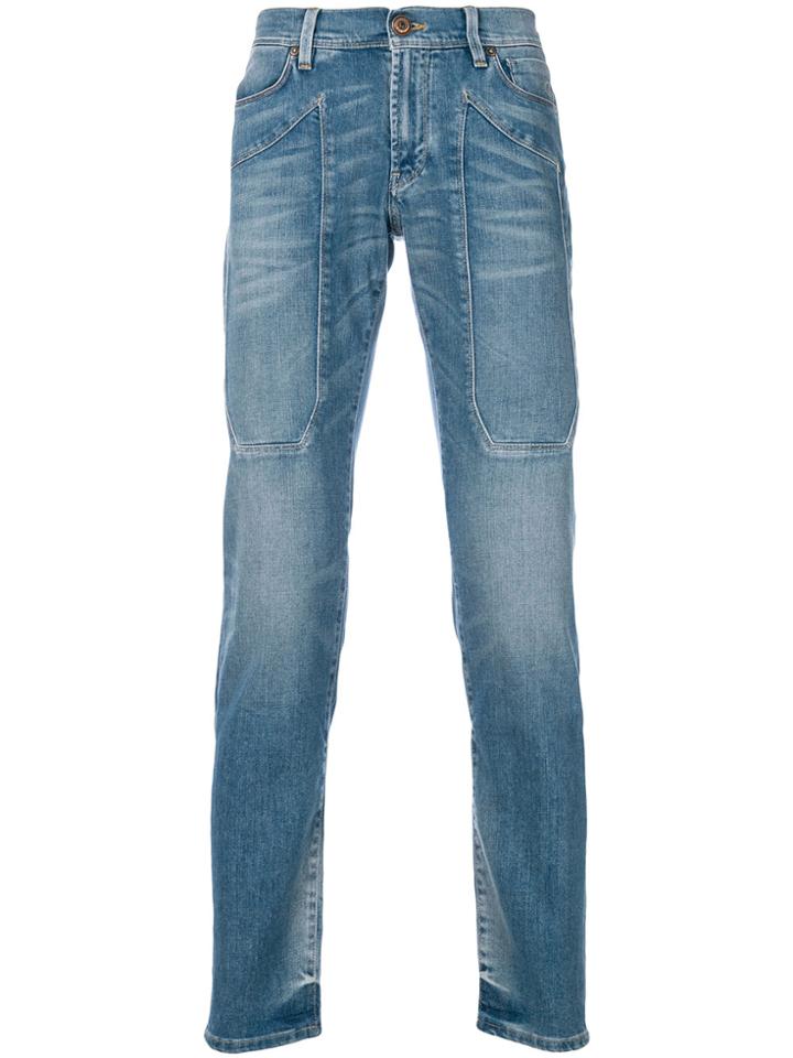 Jeckerson Patch Detail Straight Leg Jeans - Blue