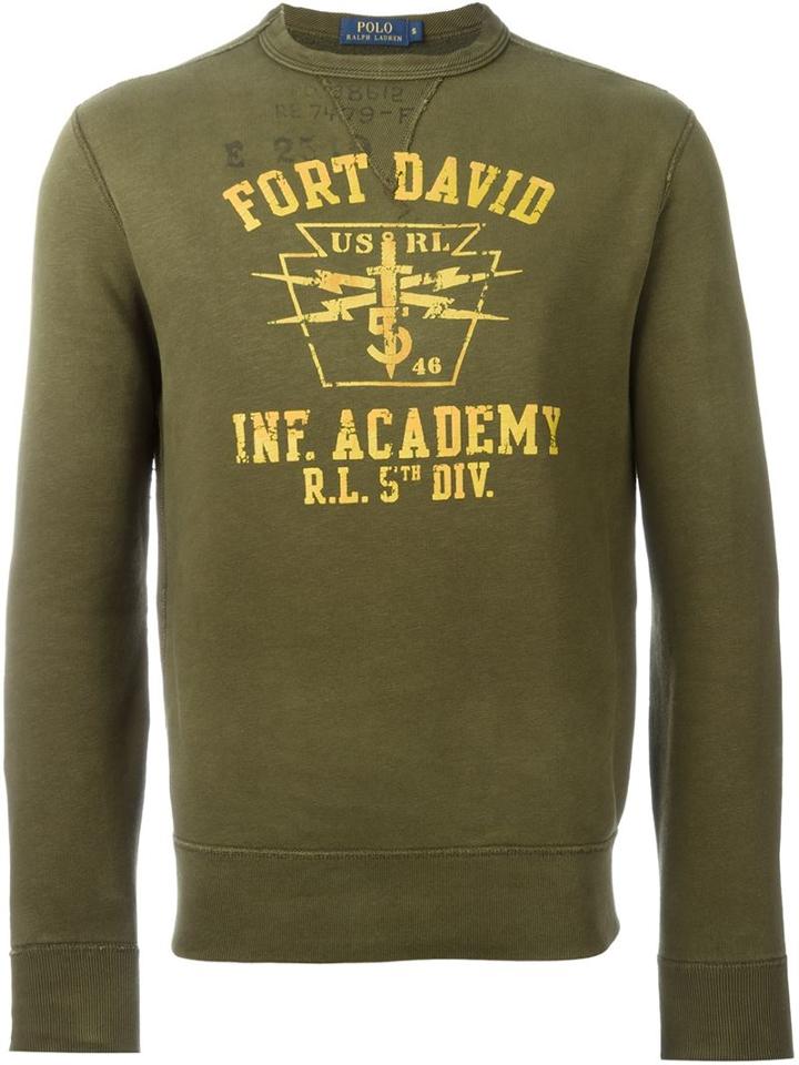 Polo Ralph Lauren Printed Crew Neck Sweatshirt, Men's, Size: Xl, Green, Cotton/polyester
