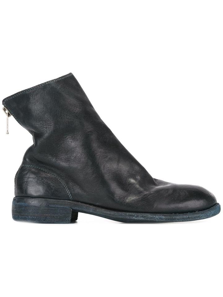 Guidi Full Grain Back Zip Boots - Blue