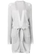 Laneus Waist-tied Fitted Cardigan - Silver